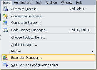 extension manager menu