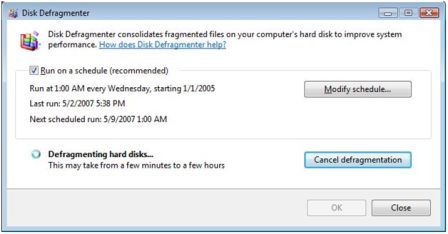 vista disk defragment