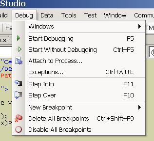 debugowanie vs2005 sql