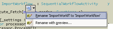 open smart tag in Visual Studio 2005