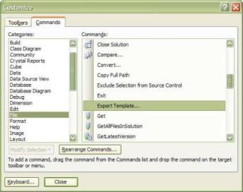 Customize dialog