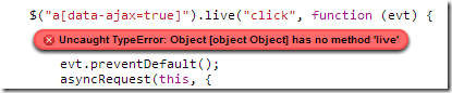 Object has no method live