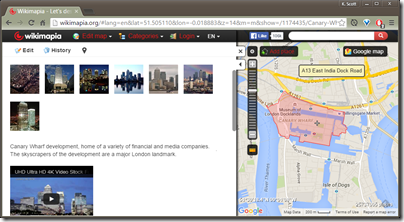 Canary Whaf in Wikimapia